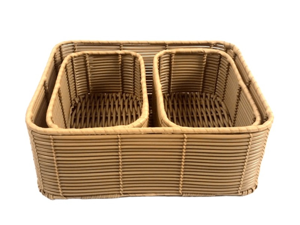 Professional-grade Rectangular PE Storage Baskets with Binding Weave